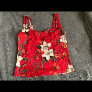 Red Tropical Floral Tankini Top Size Large